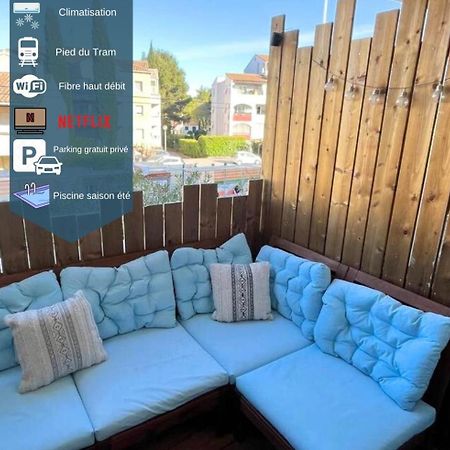 Joli T2/ Tram/ Clim/ Parking/ Wifi/ Piscine Lägenhet Montpellier Exteriör bild